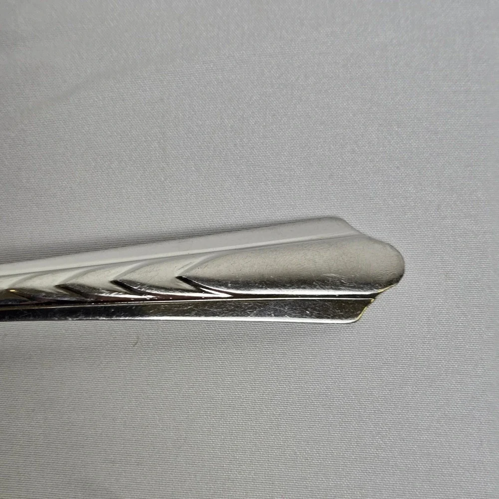 Ekco Stainless Solid Serving Spoon EKS7 Chevron Pattern Vintage USA 8